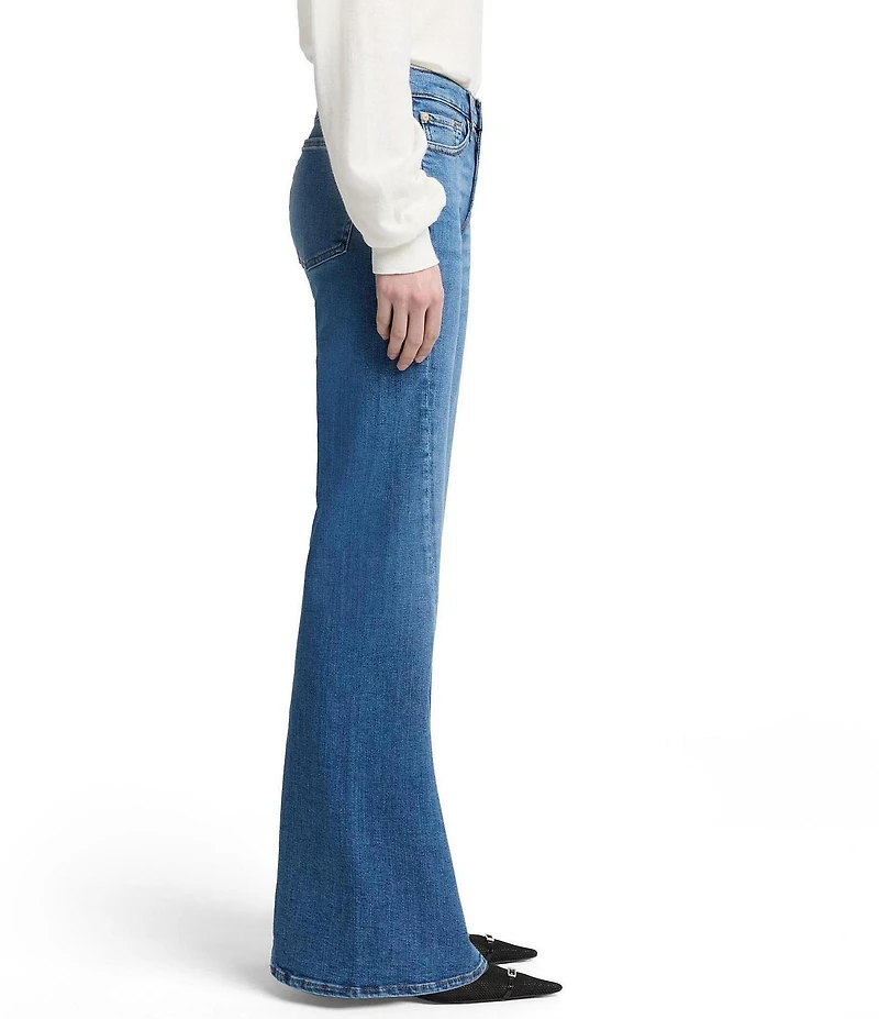 7 For All Mankind Dojo Tailorless Medium Wash Mid-Rise Flare Leg Denim Jeans