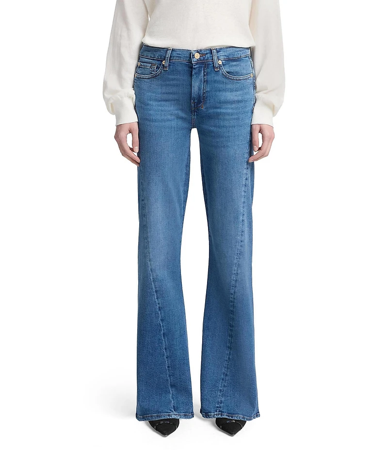 7 For All Mankind Dojo Tailorless Medium Wash Mid-Rise Flare Leg Denim Jeans