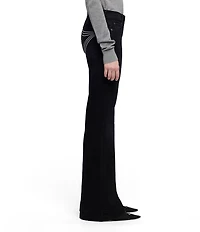 7 For All Mankind Dojo Tailorless Mid Rise Embroidered Full Length Flare Stretch Denim Jeans