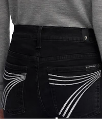 7 For All Mankind Dojo Tailorless Mid Rise Embroidered Full Length Flare Stretch Denim Jeans