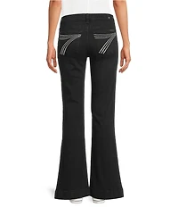 7 For All Mankind Dojo Tailorless Mid Rise Embroidered Full Length Flare Stretch Denim Jeans
