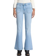 7 For All Mankind Dojo Tailorless Front Patch Pocket Mid Rise Flare Leg Jeans
