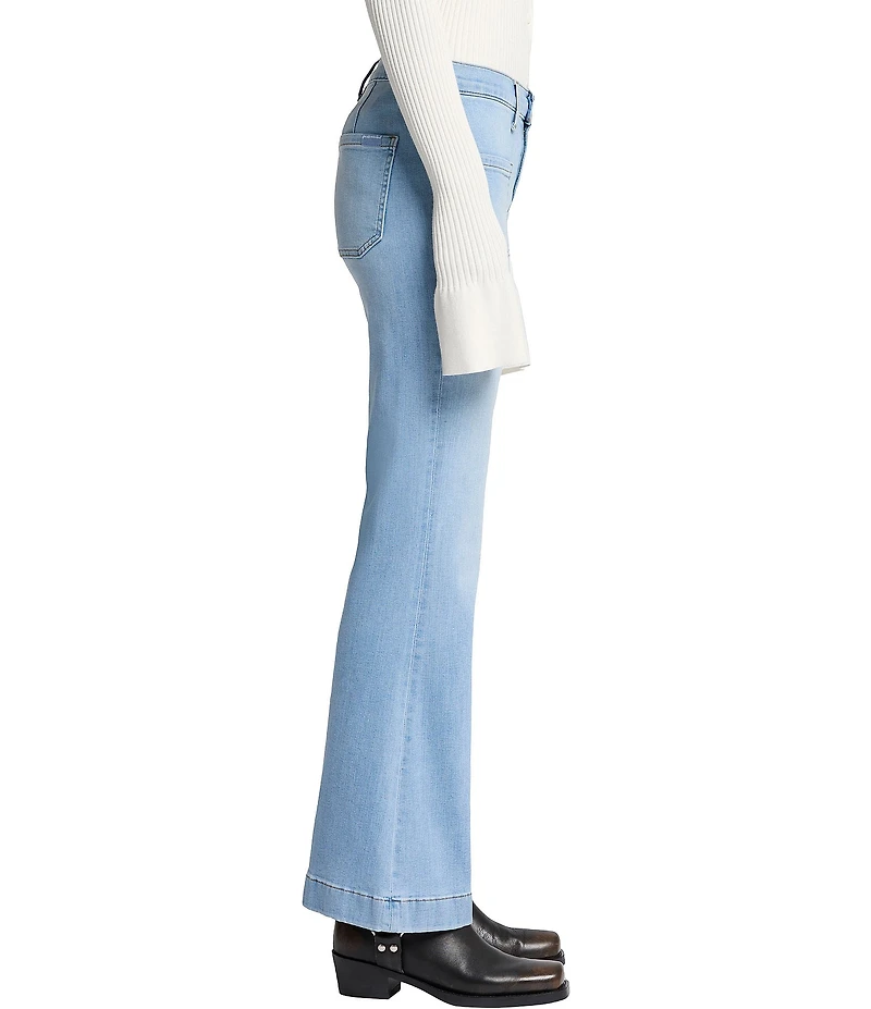 7 For All Mankind Dojo Tailorless Front Patch Pocket Mid Rise Flare Leg Jeans