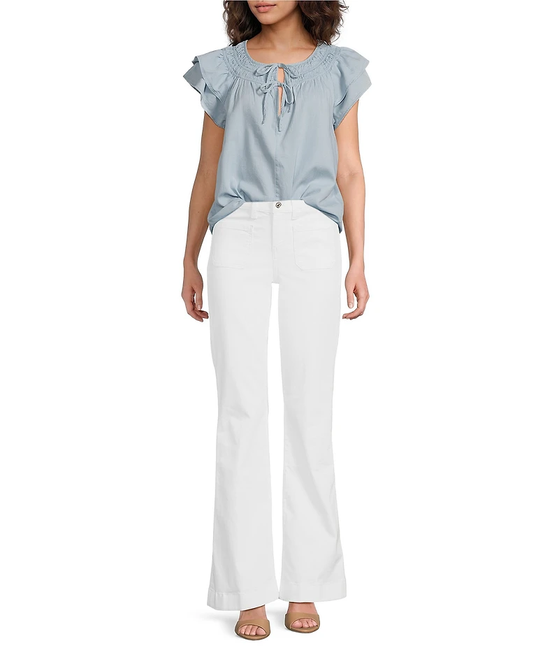 7 For All Mankind Dojo Tailorless Mid Rise Trouser Flare Leg Jeans