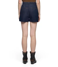 7 For All Mankind Linen Blend Dark Indigo Wash High Rise Trouser Shorts