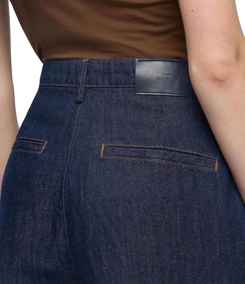 7 For All Mankind Linen Blend Dark Indigo Wash High Rise Trouser Shorts