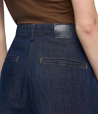 7 For All Mankind Linen Blend Dark Indigo Wash High Rise Trouser Shorts