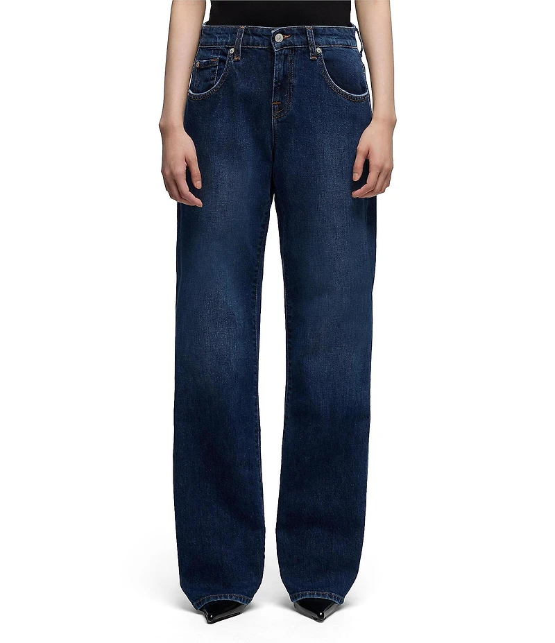 7 For All Mankind Low Rise Straight Leg Medium Wash Denim Jeans