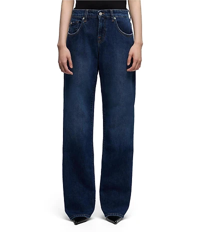 7 For All Mankind Low Rise Straight Leg Medium Wash Denim Jeans