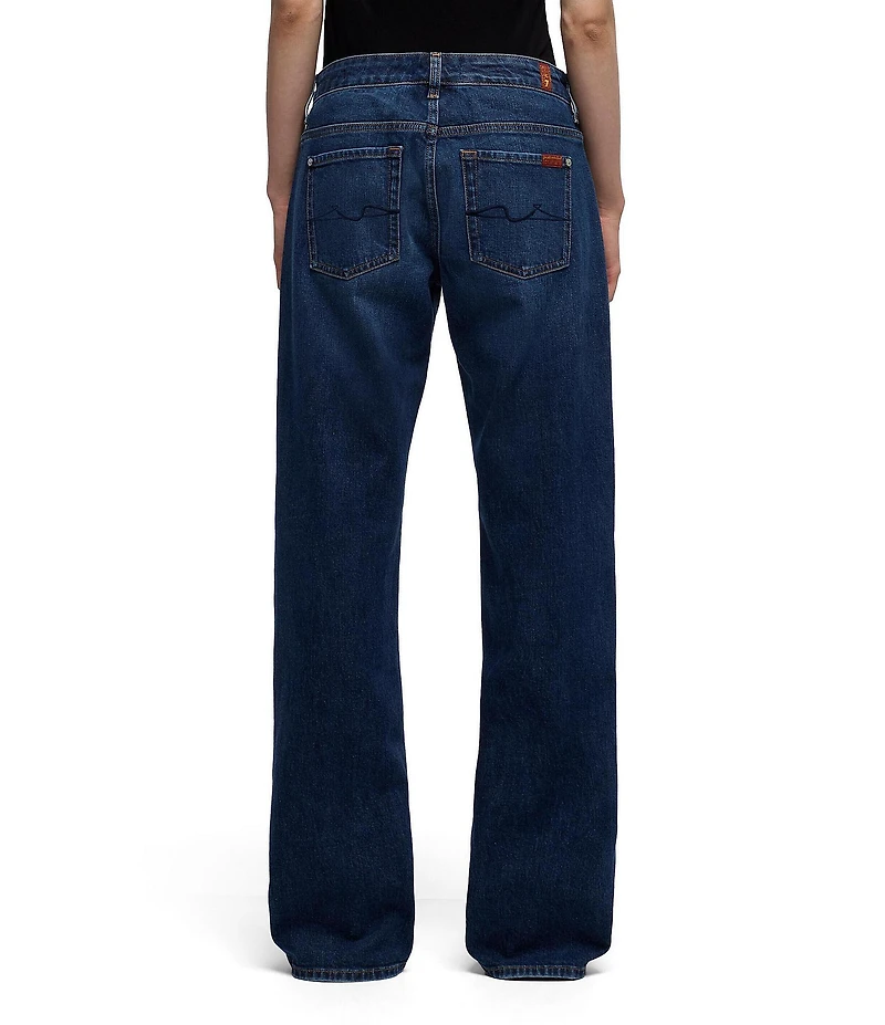 7 For All Mankind Low Rise Straight Leg Medium Wash Denim Jeans