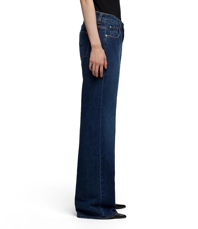 7 For All Mankind Low Rise Straight Leg Medium Wash Denim Jeans