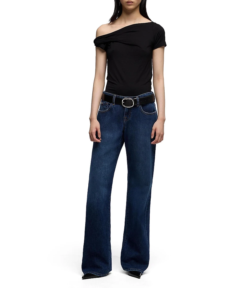 7 For All Mankind Low Rise Straight Leg Medium Wash Denim Jeans