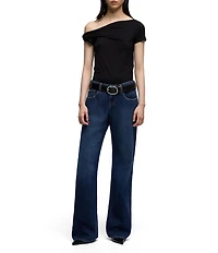 7 For All Mankind Low Rise Straight Leg Medium Wash Denim Jeans