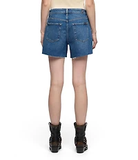 7 For All Mankind Monroe Medium Wash High Rise Long Denim Shorts