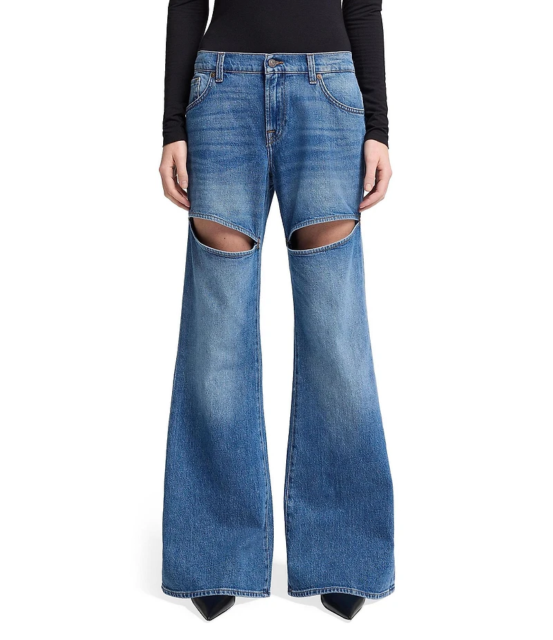 7 For All Mankind Spencer Cut-Out Detail Flare Leg Jeans