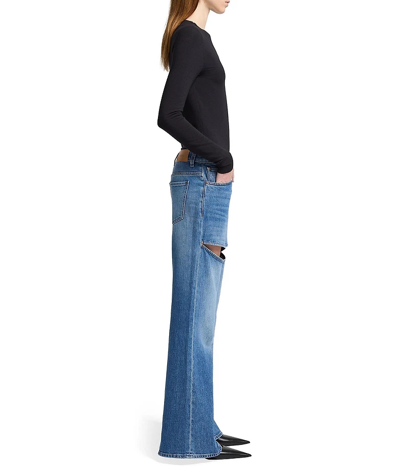 7 For All Mankind Spencer Cut-Out Detail Flare Leg Jeans