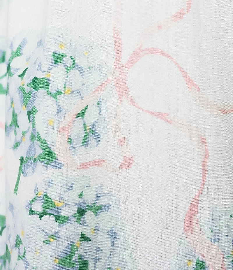 8 Oak Lane Hydrangea Ribbon Print Woven Cap Sleeve Scoop Neck Shorty Pajama Set