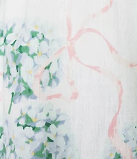 8 Oak Lane Hydrangea Ribbon Print Woven Cap Sleeve Scoop Neck Shorty Pajama Set