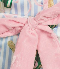8 Oak Lane Long Sleeve Satin Champagne Bow Striped Print Shorty Pajama Set