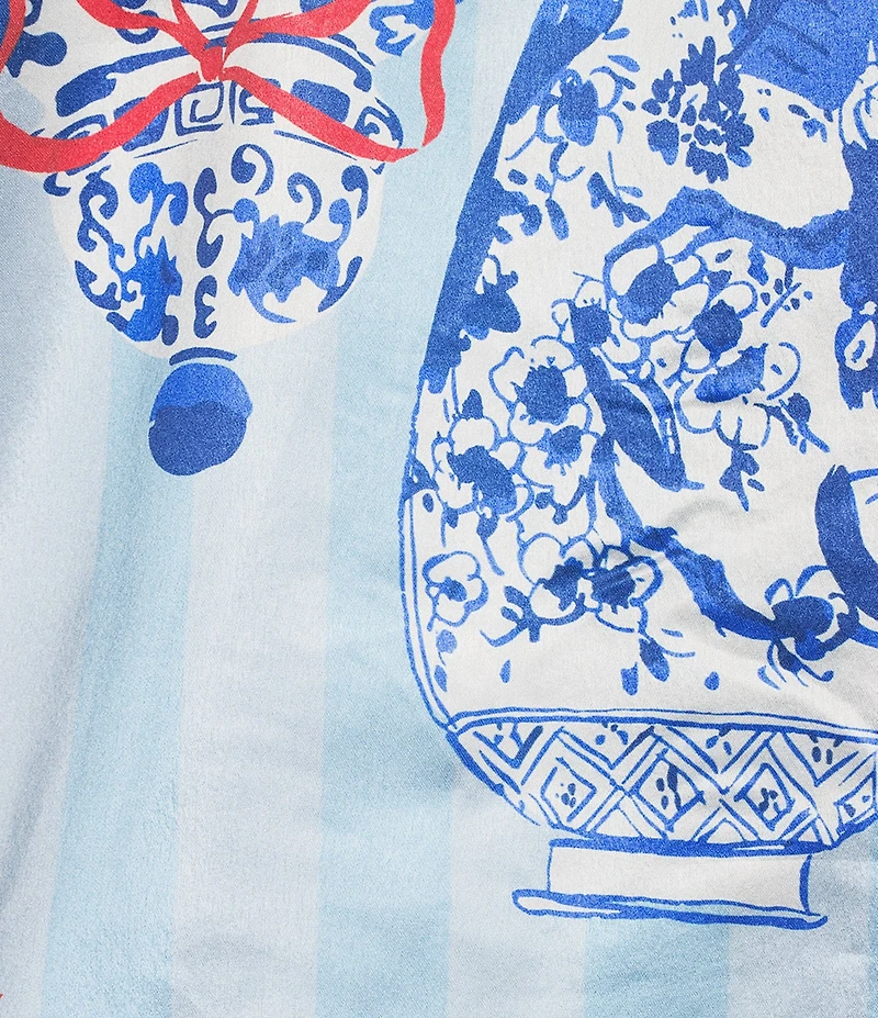 8 Oak Lane Long Sleeve Satin Ginger Jar Stripe Print Shorty Velvet Bow Holiday Pajama Set