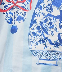 8 Oak Lane Long Sleeve Satin Ginger Jar Stripe Print Shorty Velvet Bow Holiday Pajama Set