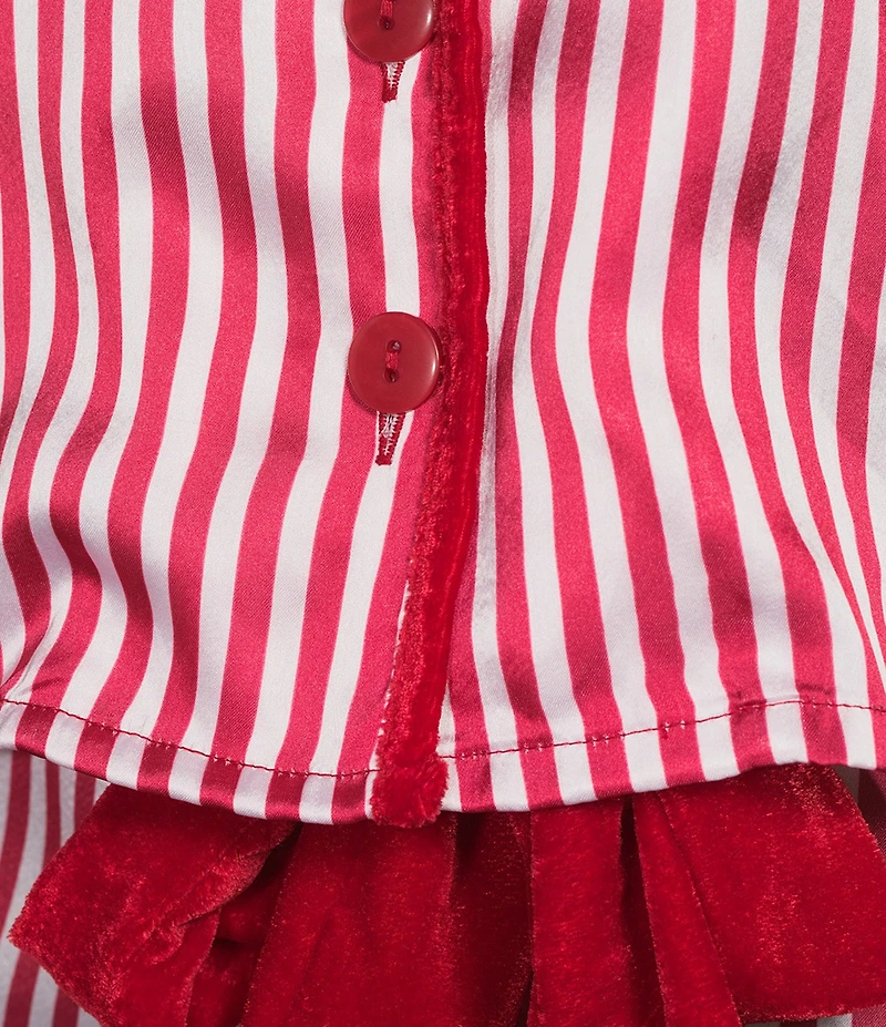 8 Oak Lane Long Sleeve Satin Striped Shorty Bow Holiday Pajama Set