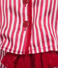 8 Oak Lane Long Sleeve Satin Striped Shorty Bow Holiday Pajama Set