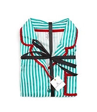 8 Oak Lane Long Sleeve Satin Striped Shorty Bow Holiday Pajama Set