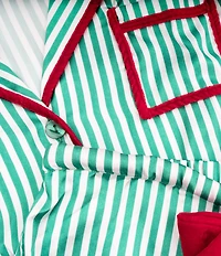 8 Oak Lane Long Sleeve Satin Striped Shorty Bow Holiday Pajama Set