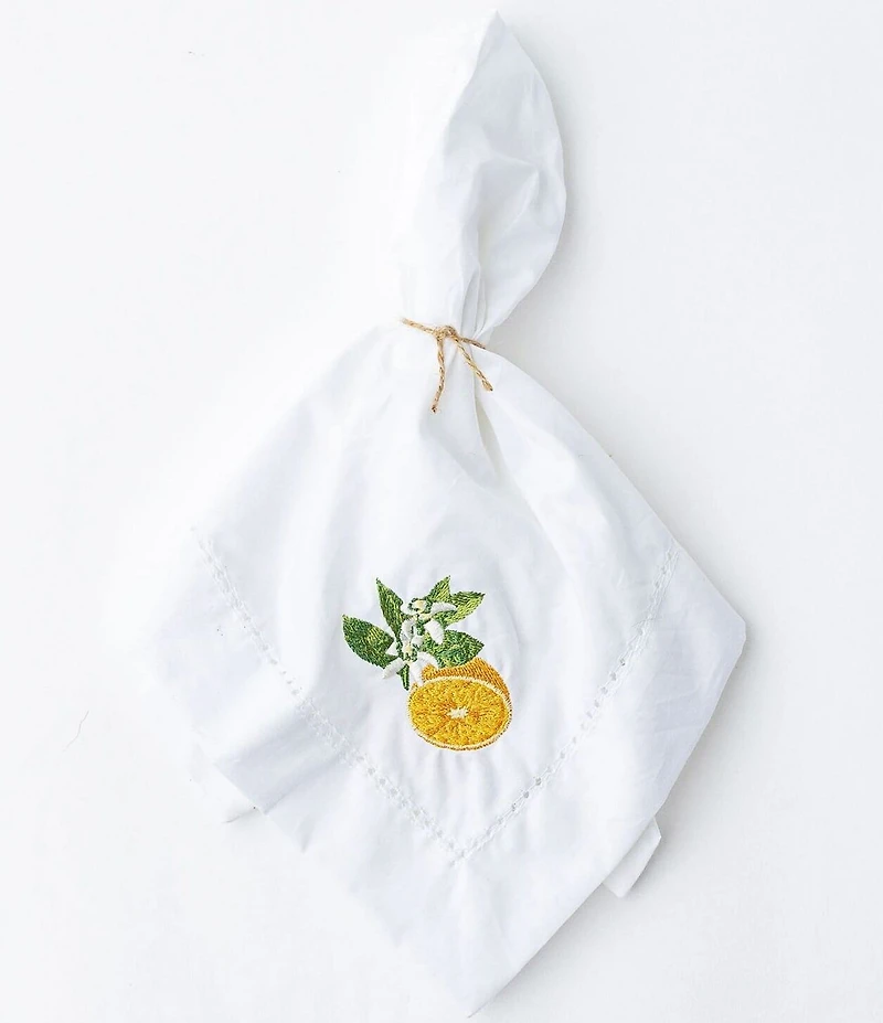 8 Oak Lane Orange Blossom Embroidered Dinner Napkin, Set of 6