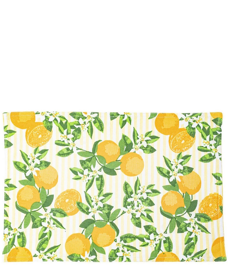 8 Oak Lane Orange Blossom Reversible Placemat, Set of 6