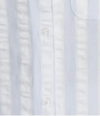 8 Oak Lane Short Sleeve Notch Collar Woven Striped Boxer Short Pajama Set