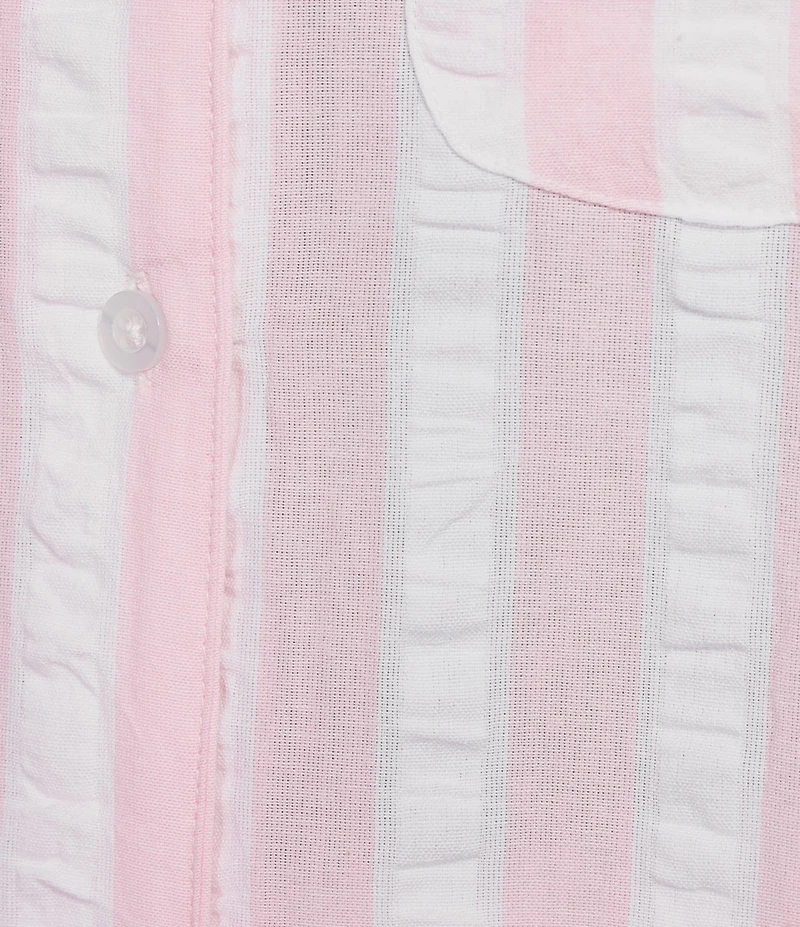 8 Oak Lane Short Sleeve Notch Collar Woven Striped Boxer Short Pajama Set