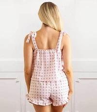 8 Oak Lane Sleeveless Tie Top Woven Berry Gingham Print Shorty Pajama Set