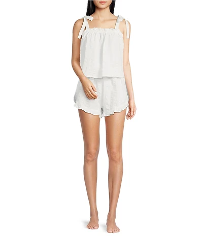 8 Oak Lane Sleeveless Tie Top Woven Striped Shorty Pajama Set