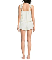 8 Oak Lane Sleeveless Tie Top Woven Striped Shorty Pajama Set