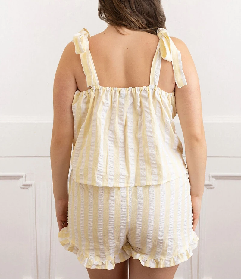 8 Oak Lane Sleeveless Tie Top Woven Striped Shorty Pajama Set