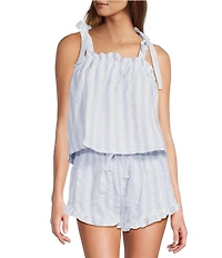 8 Oak Lane Sleeveless Tie Top Woven Striped Shorty Pajama Set