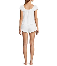 8 Oak Lane Solid Woven Cap Sleeve Scoop Neck Shorty Pajama Set