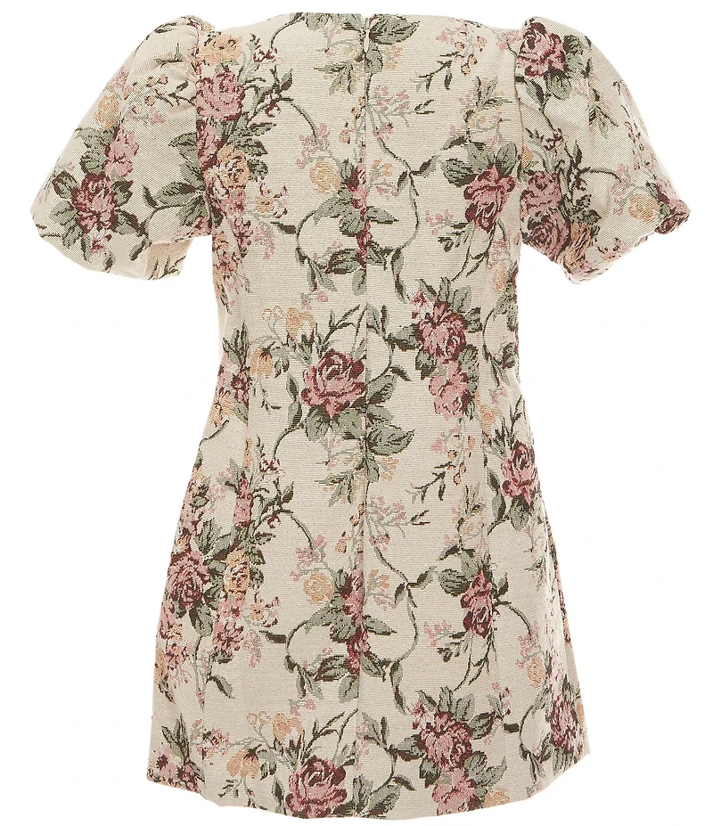 A Loves A Big Girl Puff Short Sleeve Floral Dress