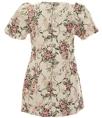 A Loves A Big Girl Puff Short Sleeve Floral Dress