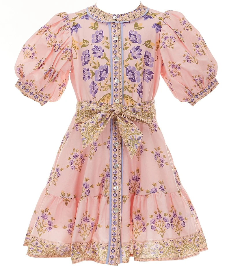 A Loves A Big Girls Bubble Sleeve Floral Tie Front Dress