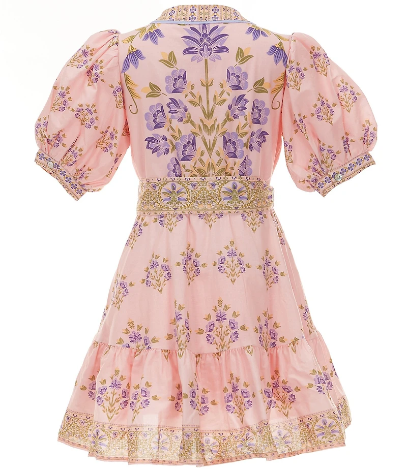 A Loves A Big Girls Bubble Sleeve Floral Tie Front Dress