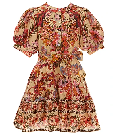 A Loves A Big Girls Bubble Sleeve Floral Print Dress