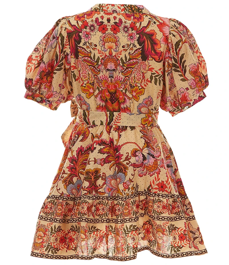 A Loves A Big Girls Bubble Sleeve Floral Print Dress