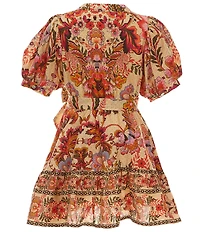 A Loves A Big Girls Bubble Sleeve Floral Print Dress