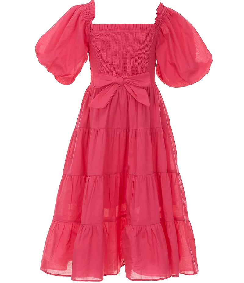 A Loves A Big Girls Bubble Sleeve Smocked Bodice Tier Dress