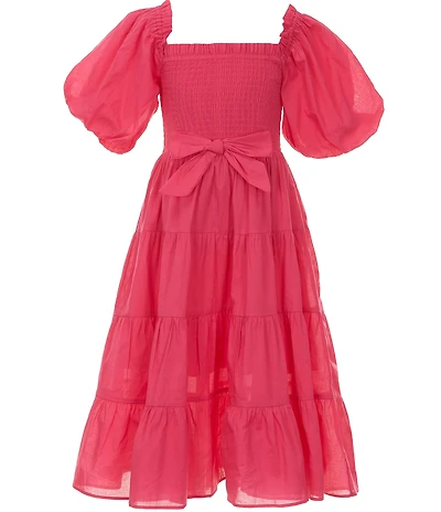 A Loves A Big Girls Bubble Sleeve Smocked Bodice Tier Dress