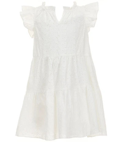 A Loves A Big Girls Eyelet Ruffle Cap Sleeve A-Line Tiered Dress