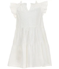 A Loves A Big Girls Eyelet Ruffle Cap Sleeve A-Line Tiered Dress